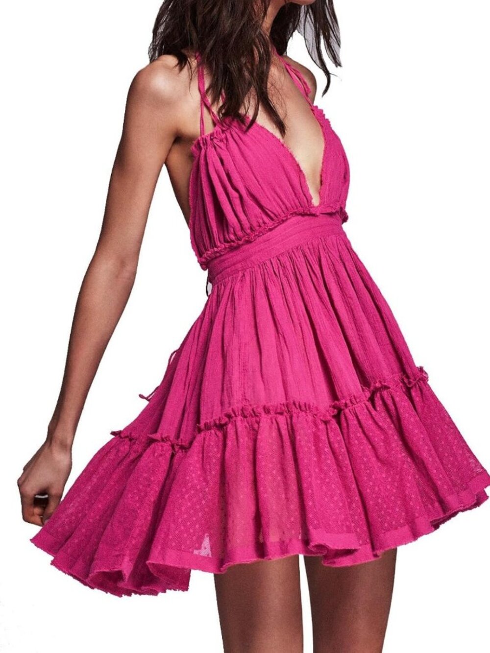Summer Halter Deep V Neck Mini Dress for Women - Perfect for Beach & Parties